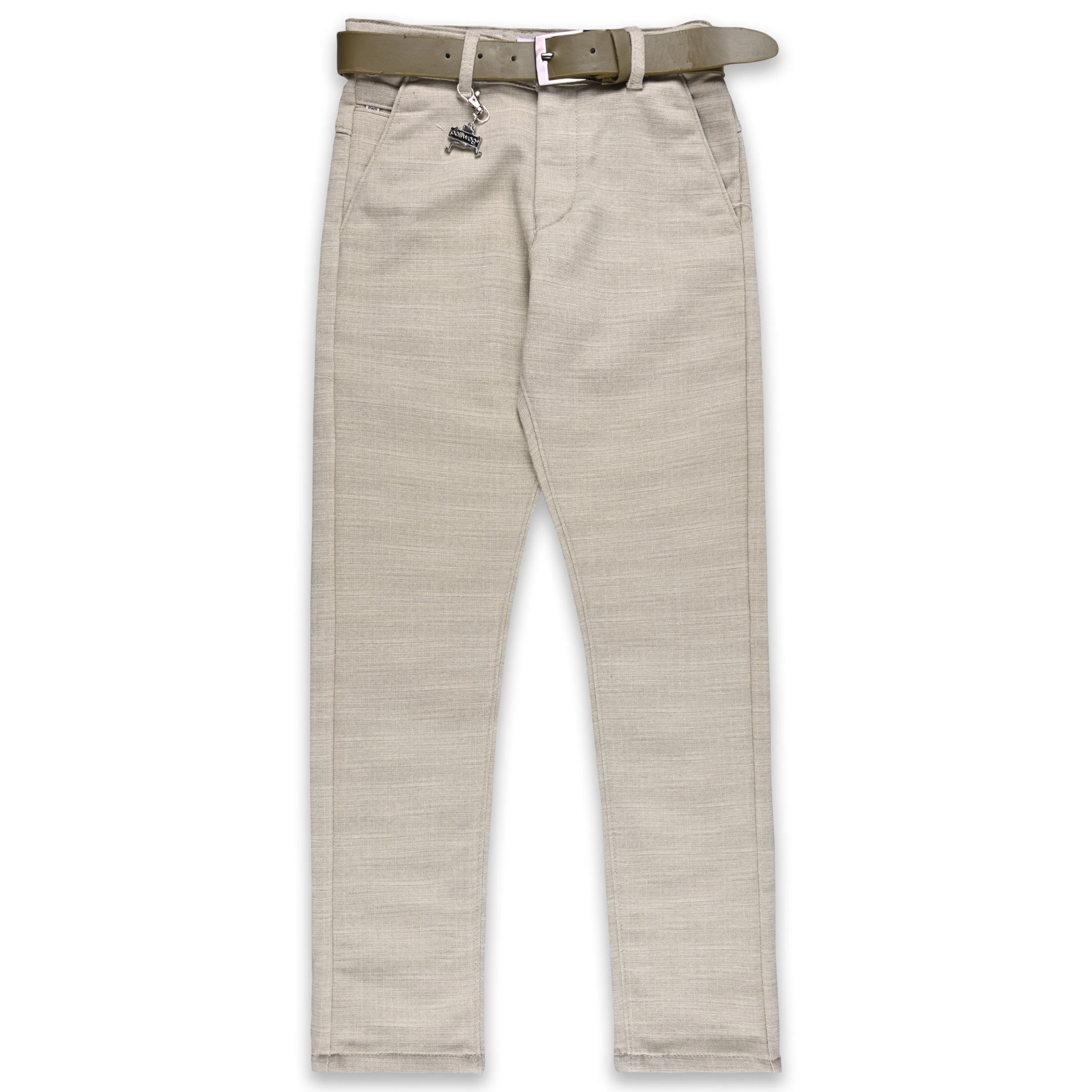 Baby Boys Elegant Slim-Fit Pants with Belt