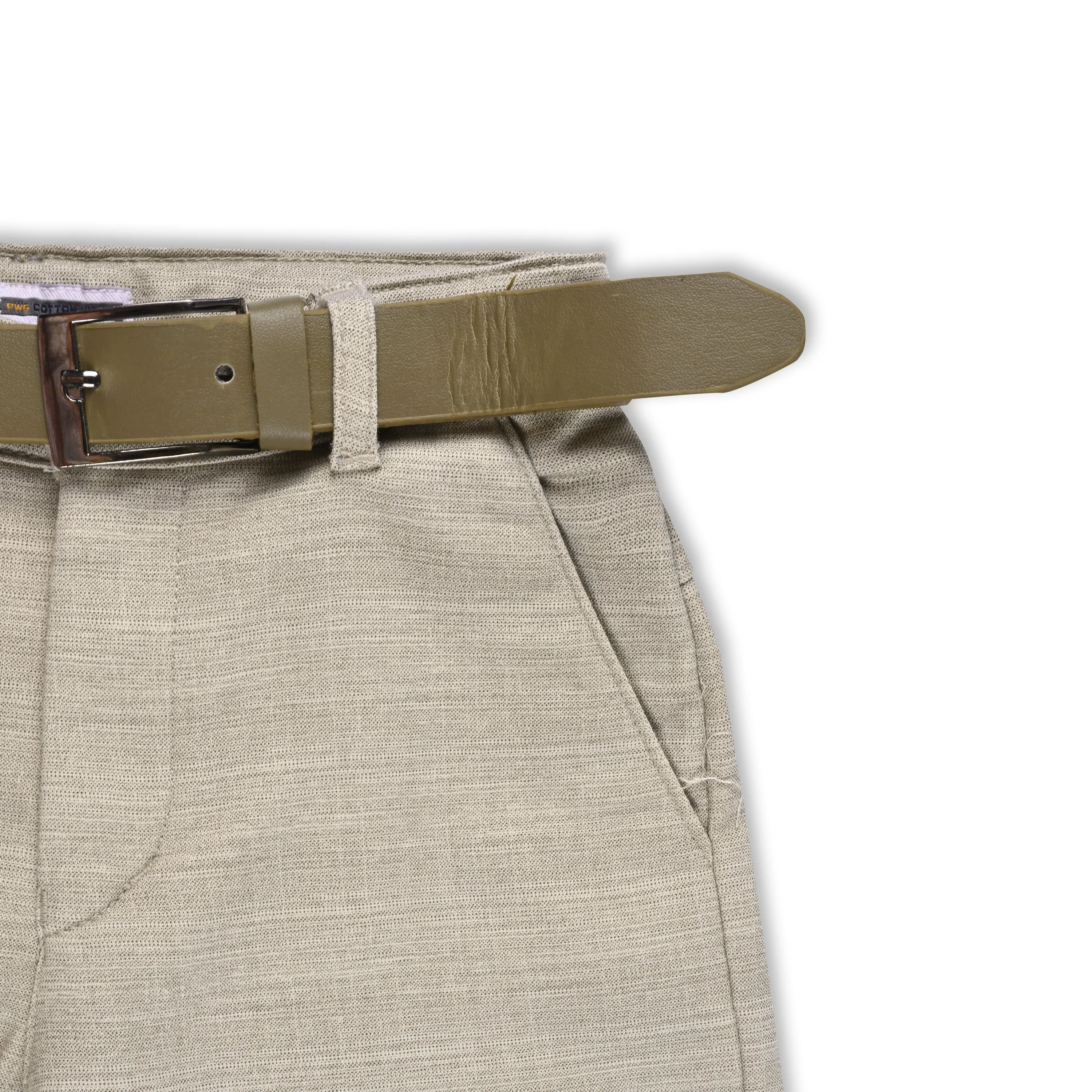 Baby Boys Elegant Slim-Fit Pants with Belt