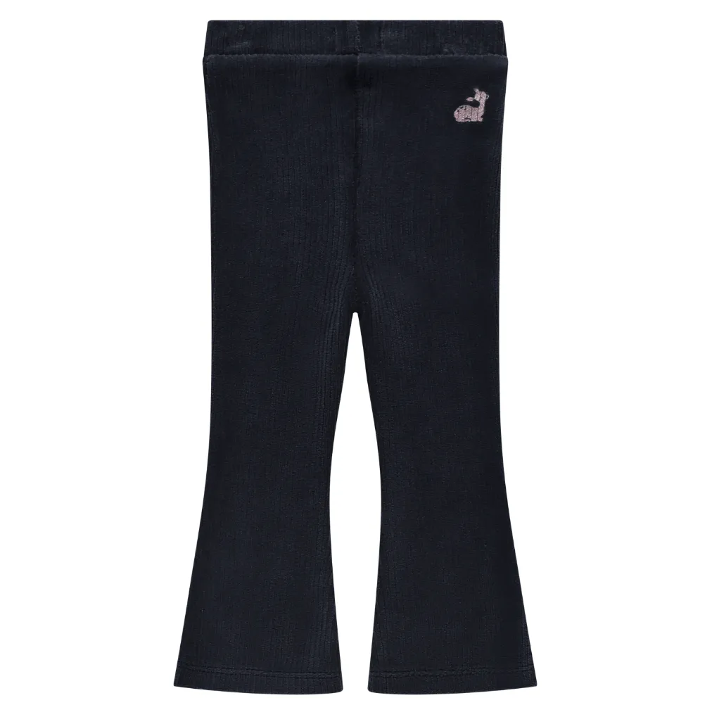 Babyface Baby Girl Rib L/S T-Shirt & Flared Rib Pants Set - Indigo