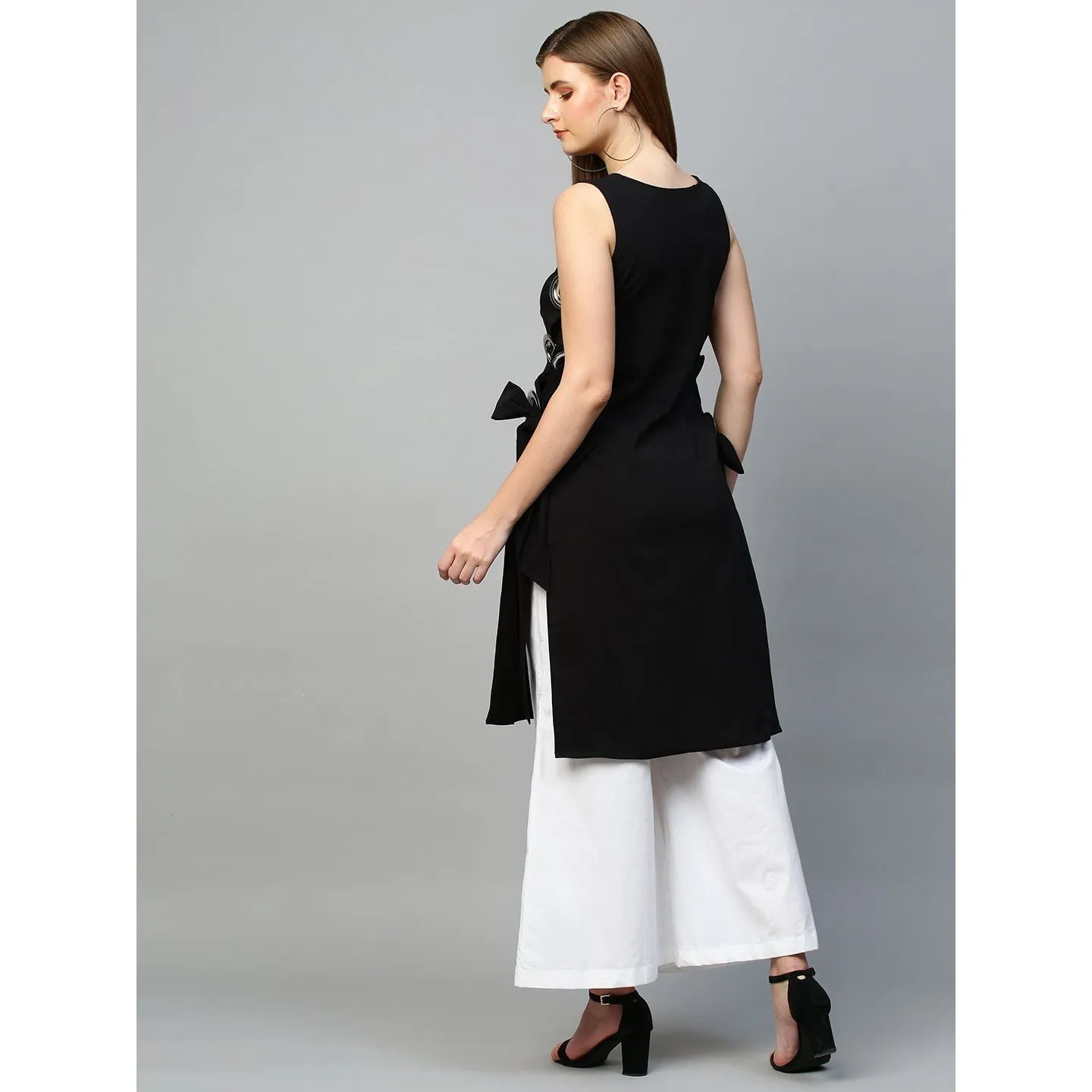 Black top with white pants cord set