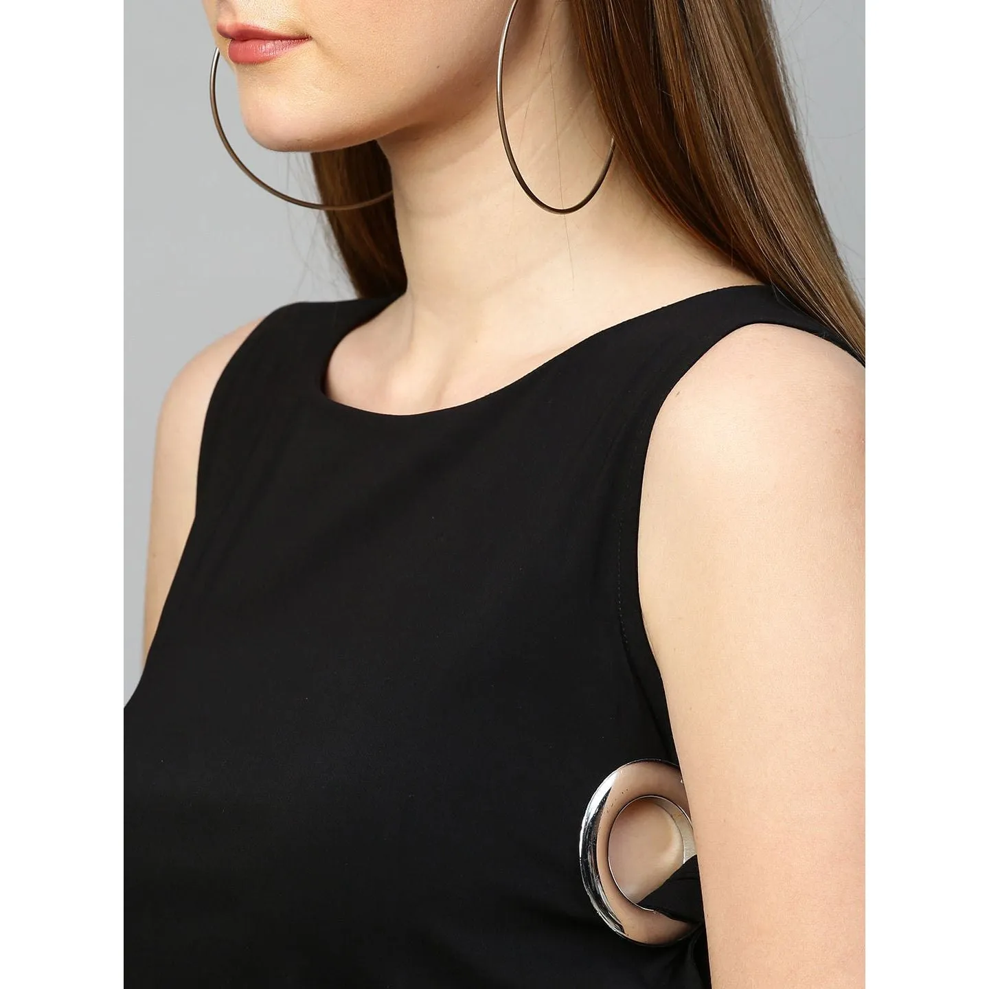 Black top with white pants cord set