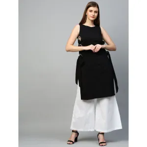 Black top with white pants cord set