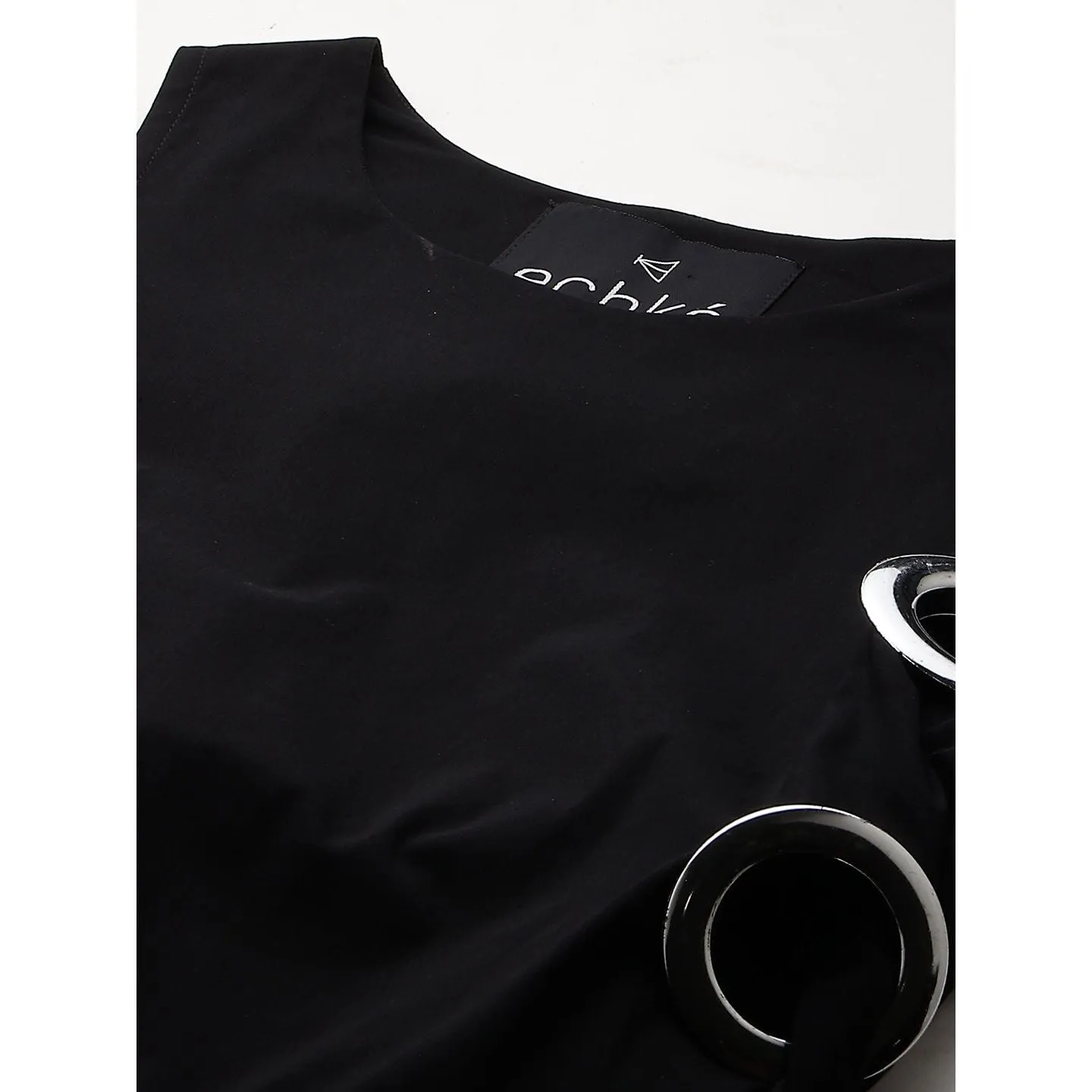 Black top with white pants cord set