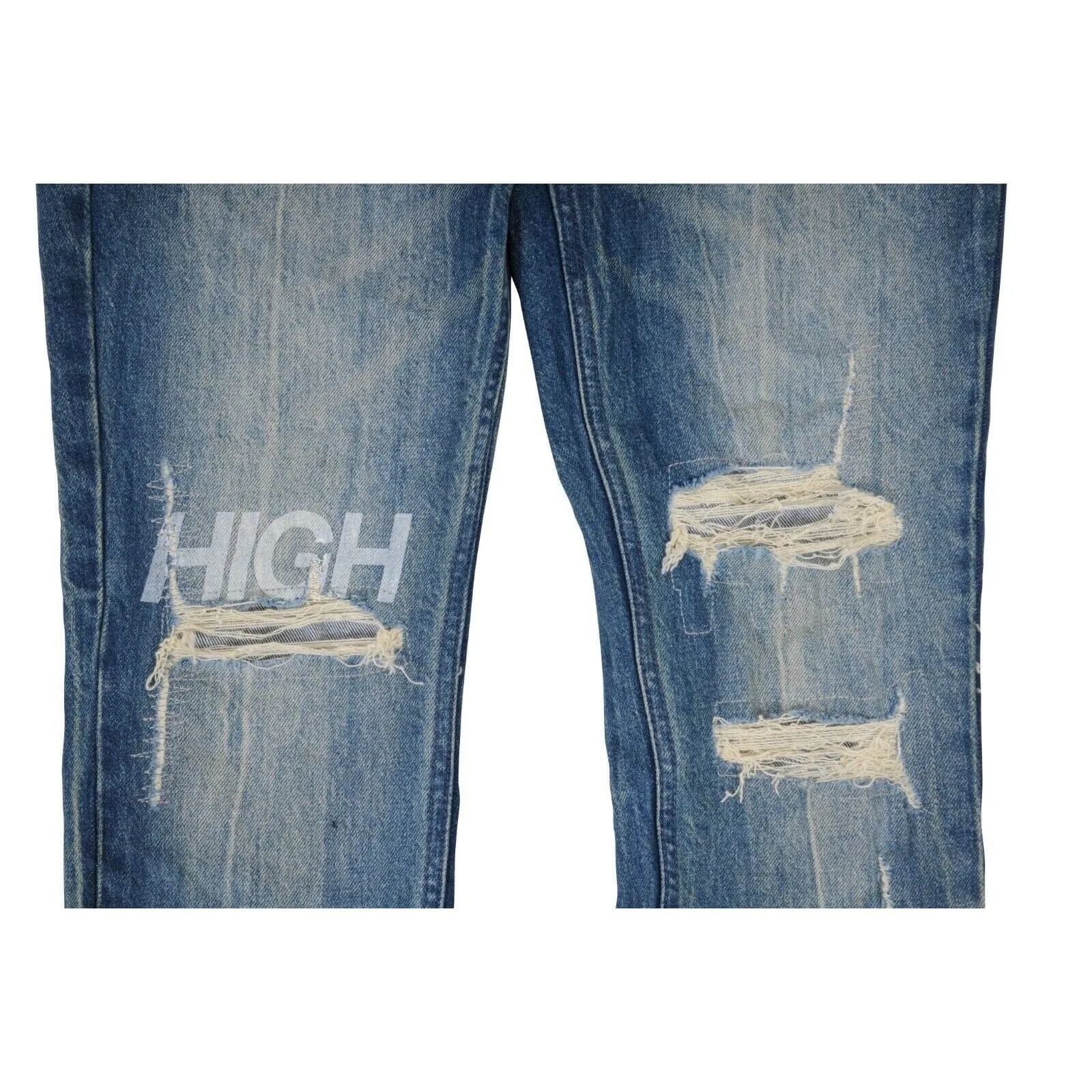 Blue Van Winkle High Rage Distressed Patch Skinny Denim