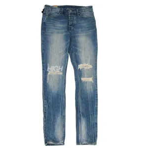 Blue Van Winkle High Rage Distressed Patch Skinny Denim