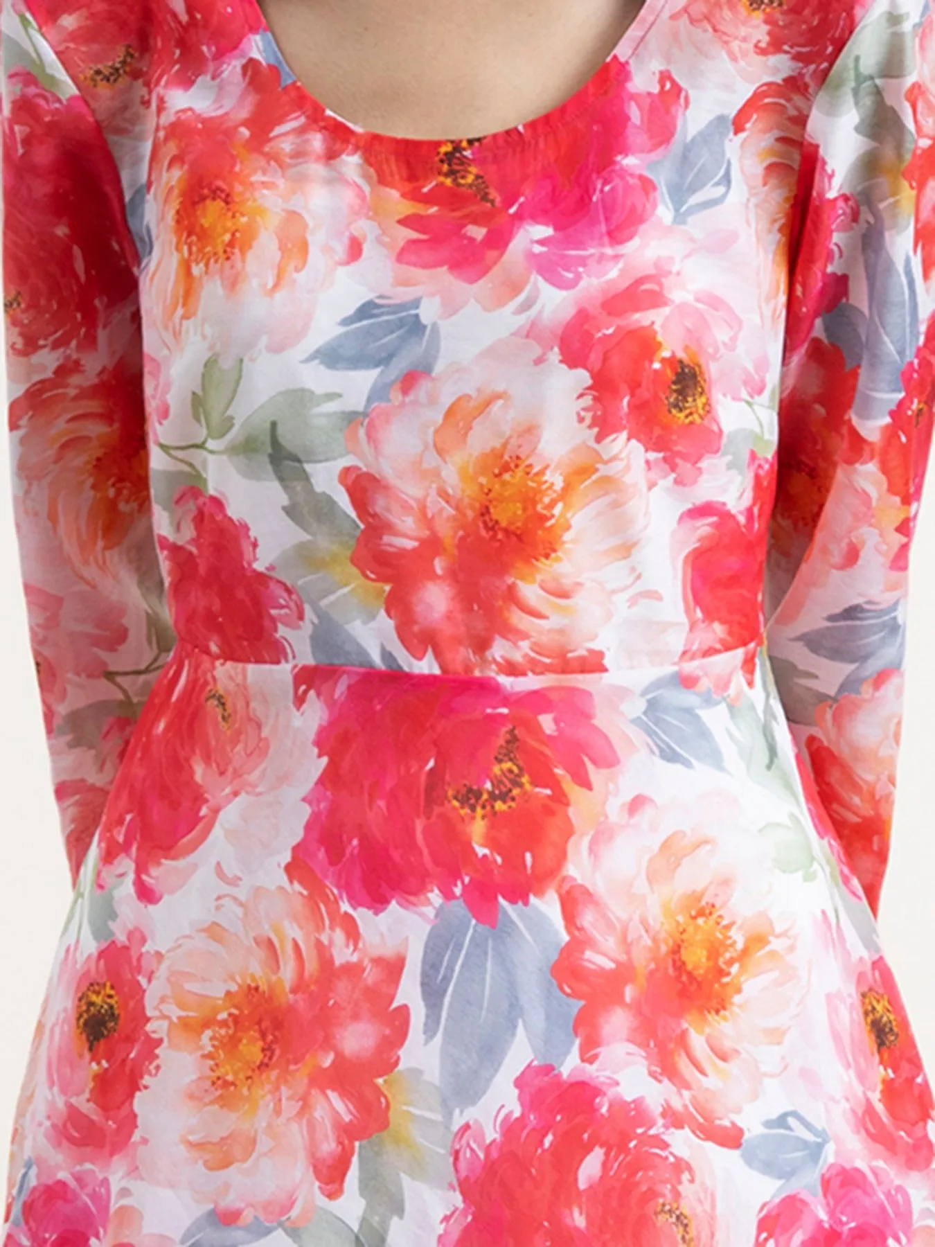 Chanderi Floral Kurta Set With Dupatta - Pink and White