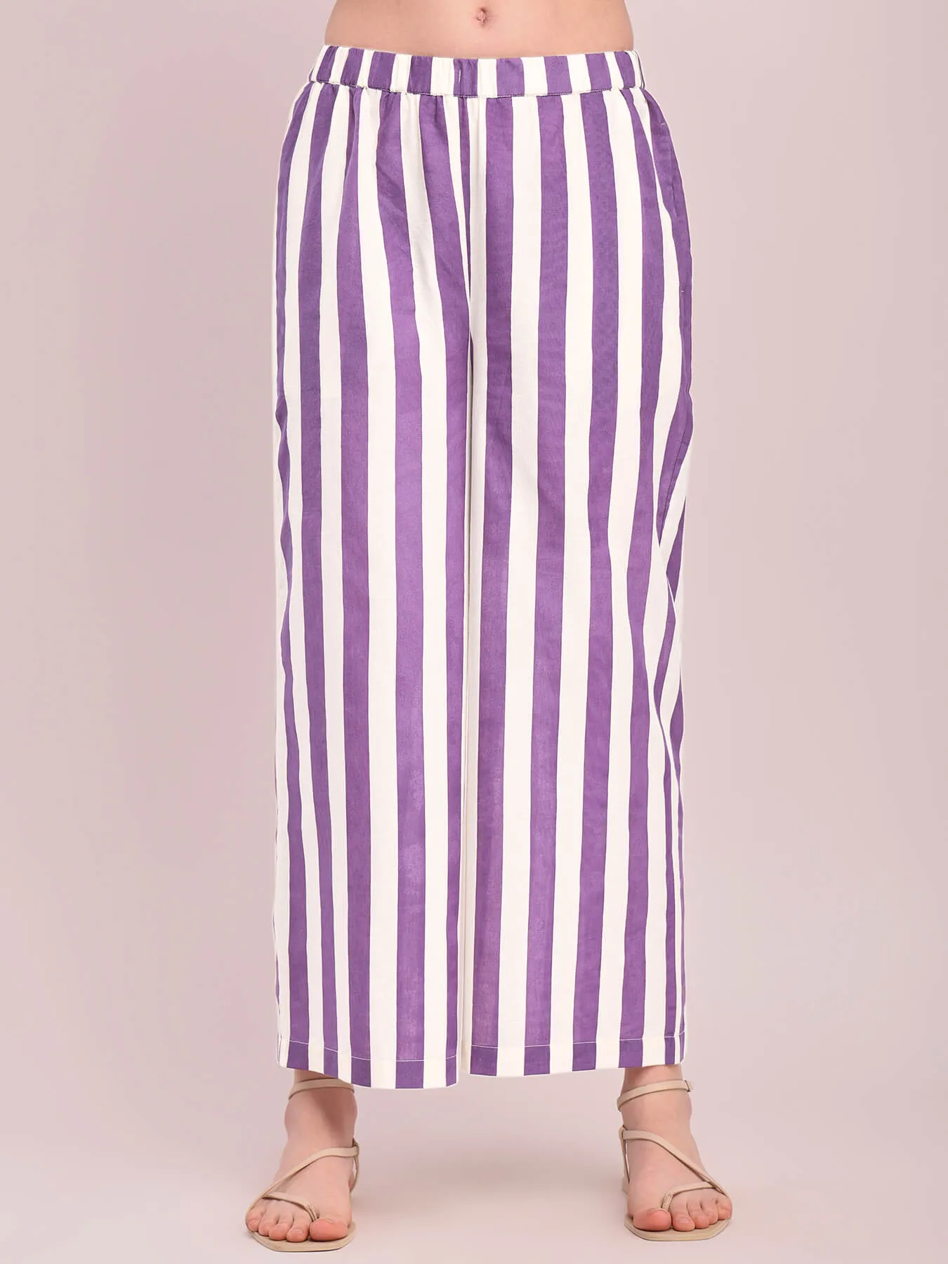 Cotton Solid Kurta Set - Purple