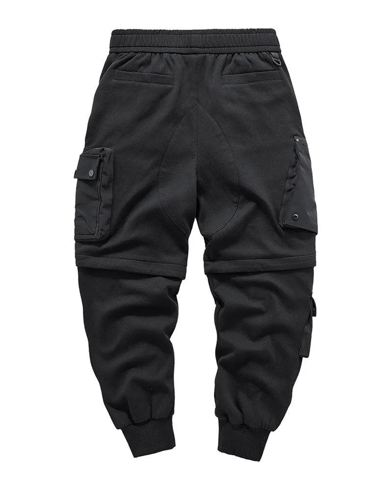 Detachable Functional Black Cargo Pants