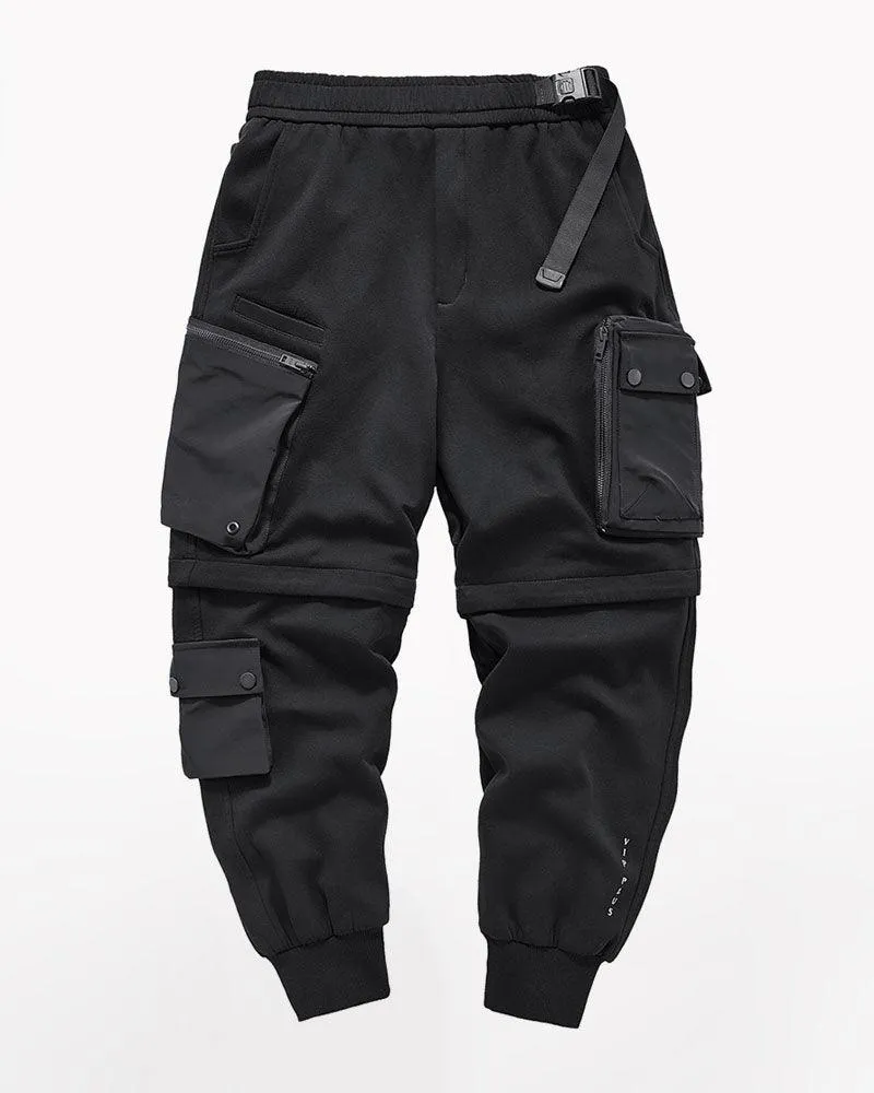 Detachable Functional Black Cargo Pants