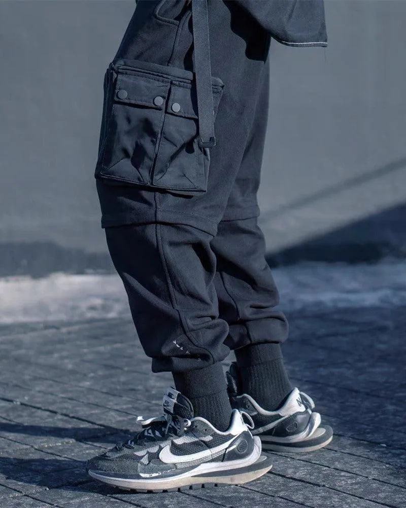 Detachable Functional Black Cargo Pants