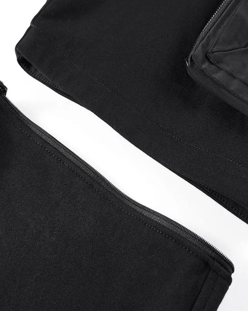 Detachable Functional Black Cargo Pants
