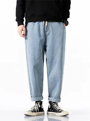 Fashion Simple Solid Color Elastic-waist Jeans