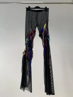 Flared Embroidered Tulle Leggings