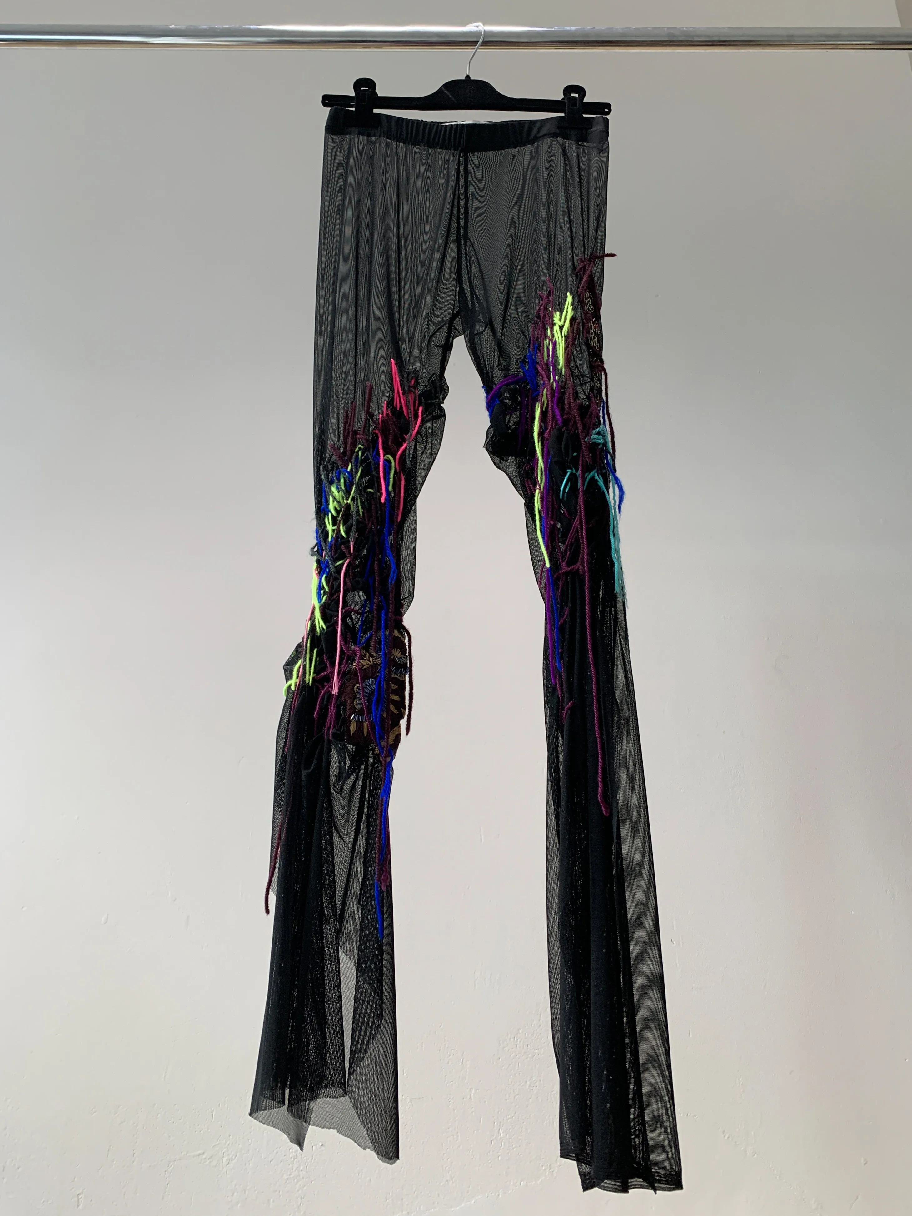 Flared Embroidered Tulle Leggings