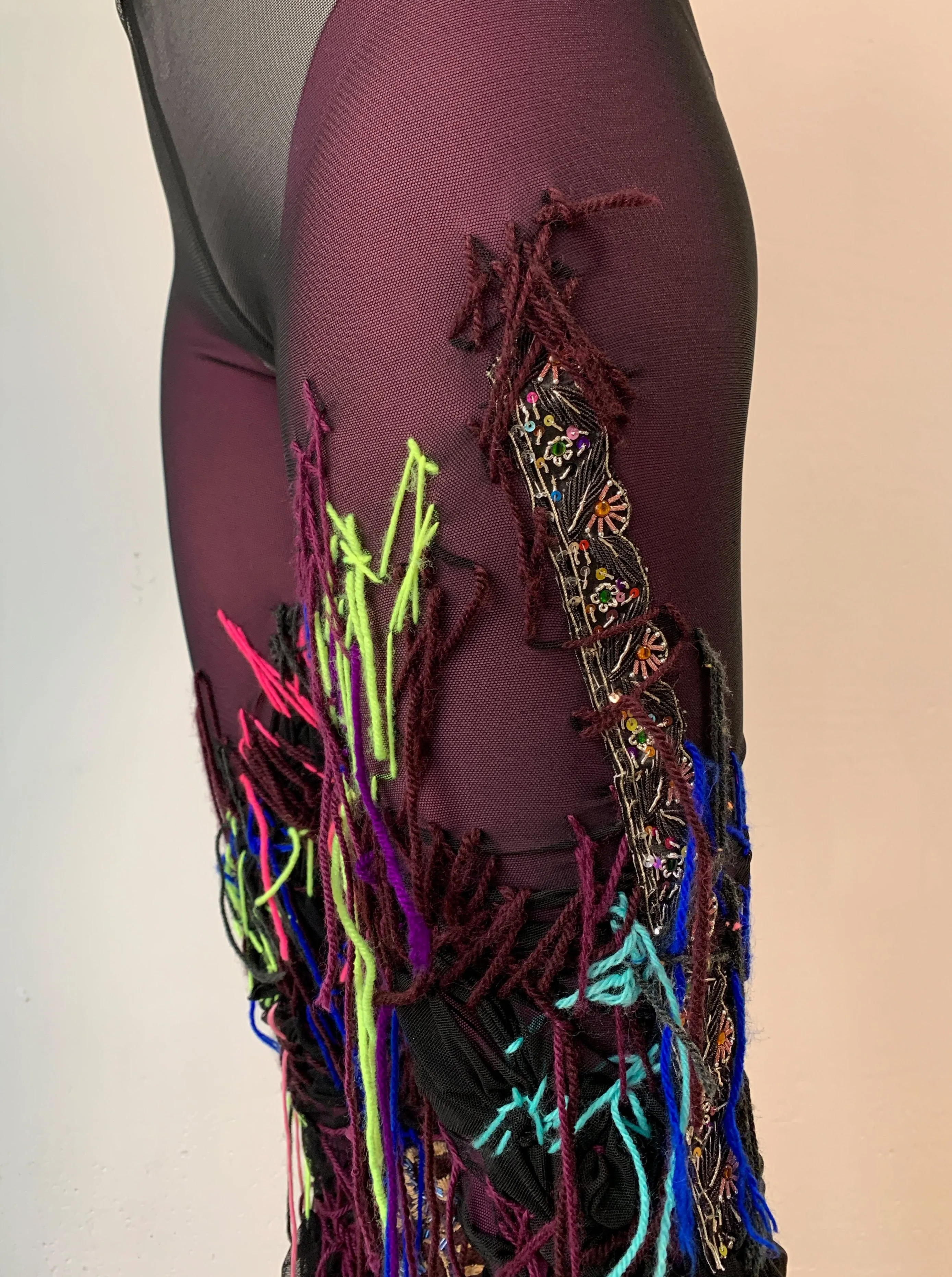 Flared Embroidered Tulle Leggings