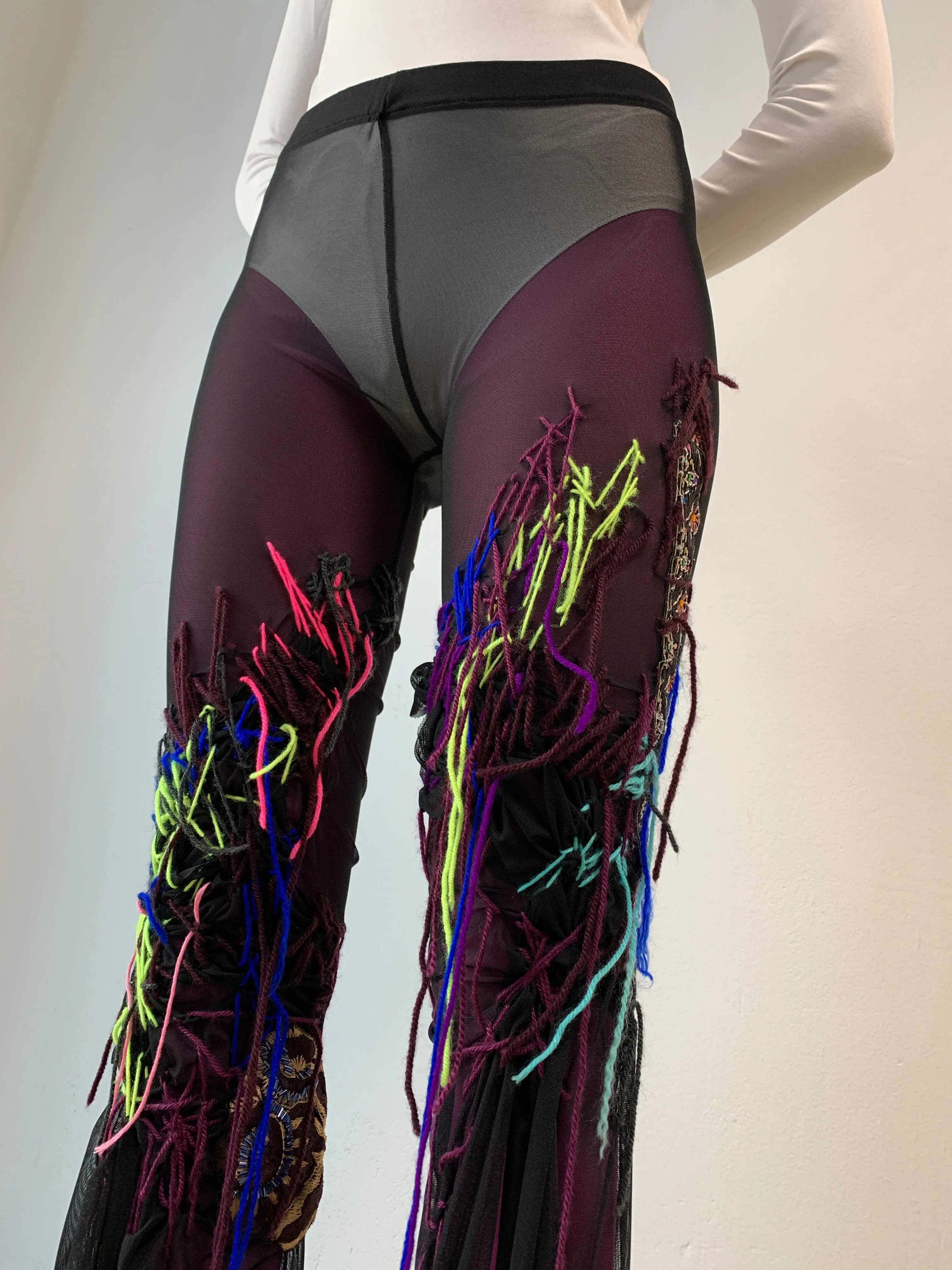 Flared Embroidered Tulle Leggings