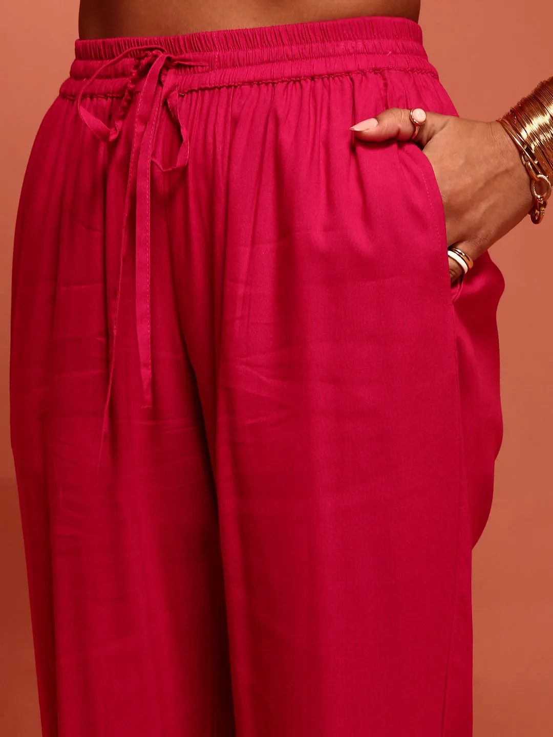 Fuchsia Kalidar Printed Kurta Set