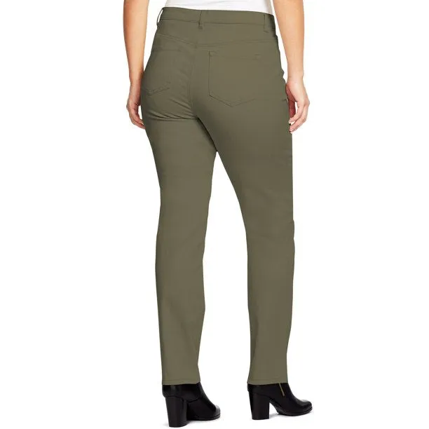 GLORIA VANDERBILT Womens Pants Amanda Original Slimming Moss Green Short