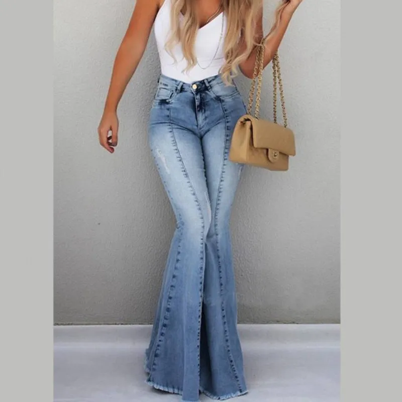 High Waist Flared Jeans Pants