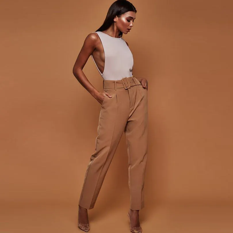 High Waist Straight Trousers