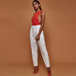 High Waist Straight Trousers