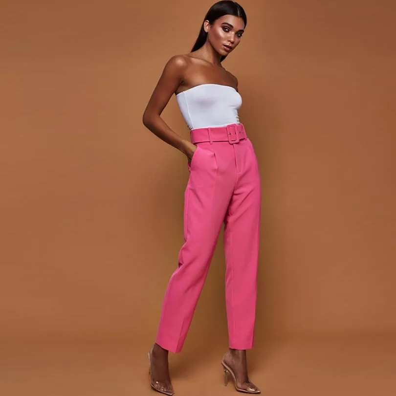 High Waist Straight Trousers