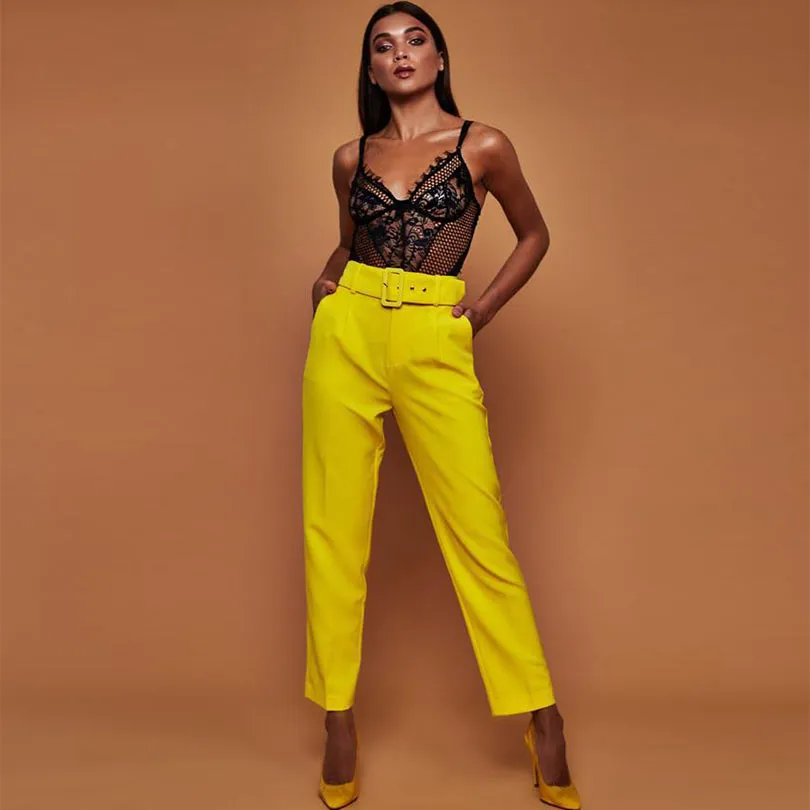 High Waist Straight Trousers