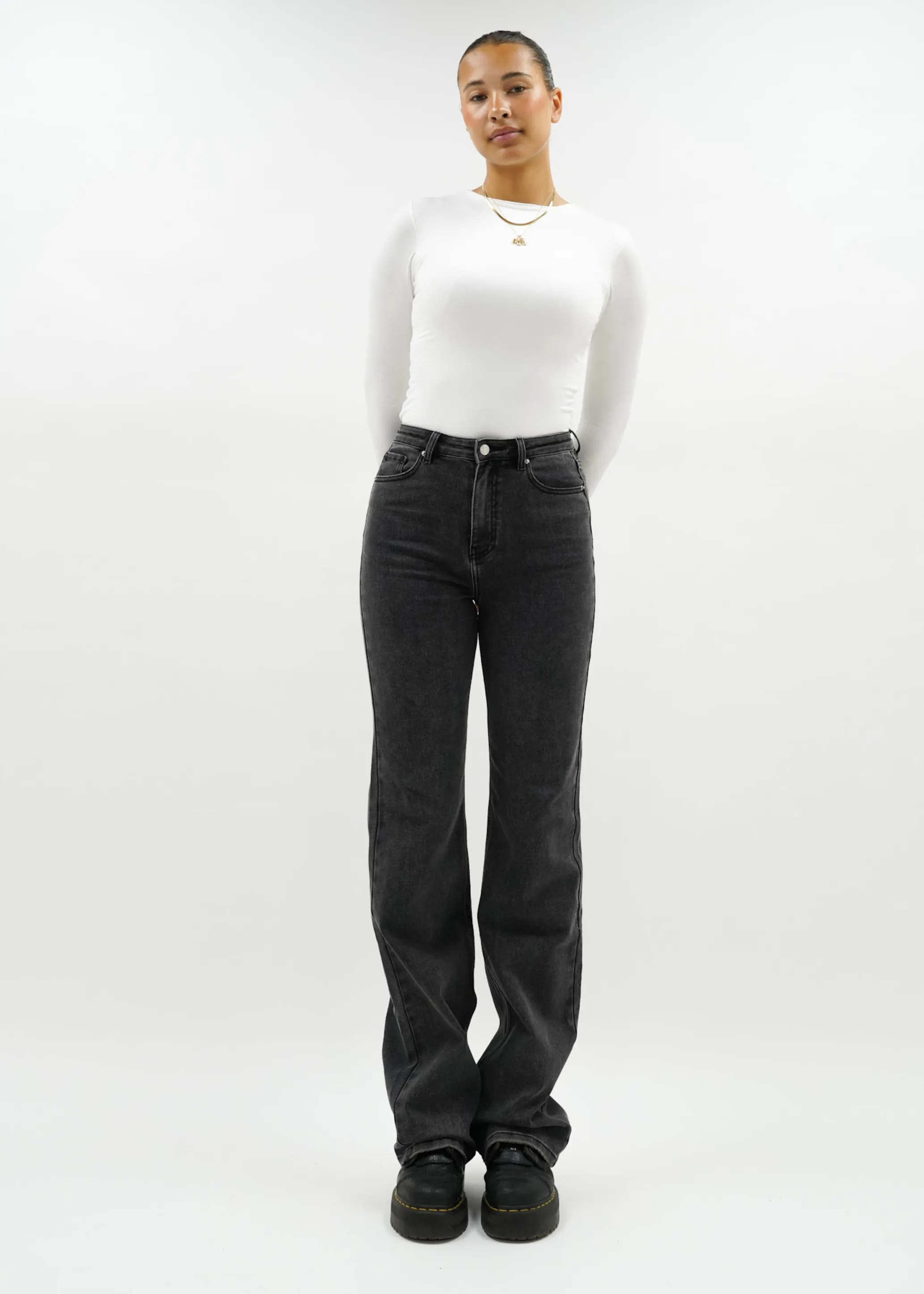High waist wide leg jeans dark grey (TALL)