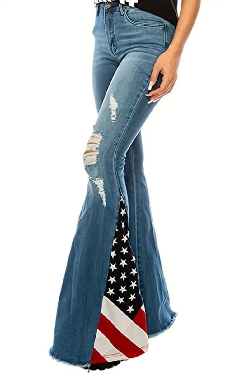 HPR1278 Patriotic Flare Denim Pants