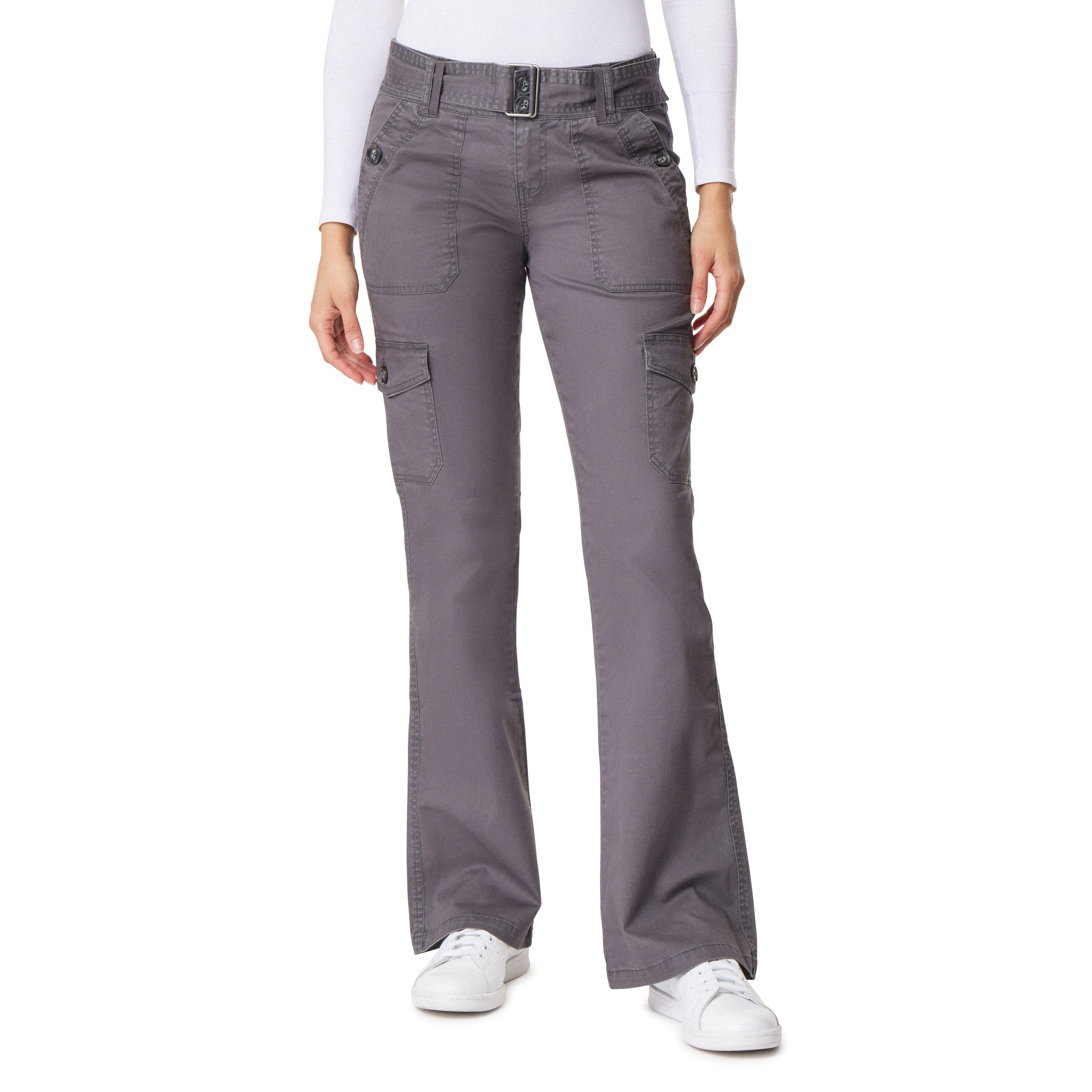 InstaStretch Feisty Curvy Low Rise Cargo Flare Jeans