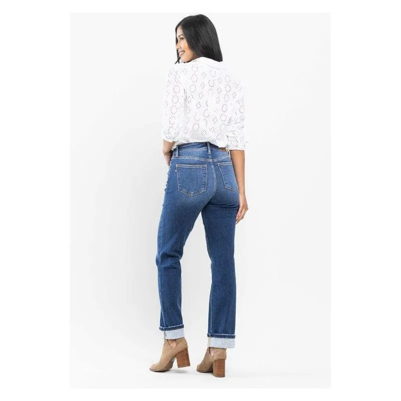 Judy Blue High Waist Contrast Wash Thermal Straight
