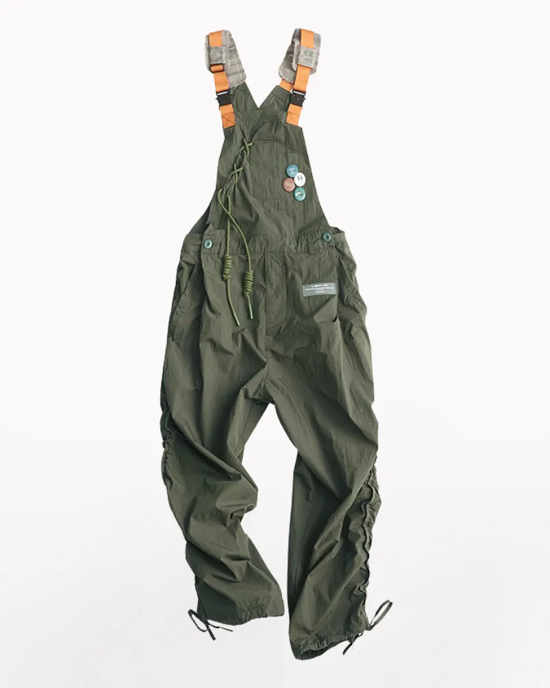 Knot Pleated Loose Unisex Overalls