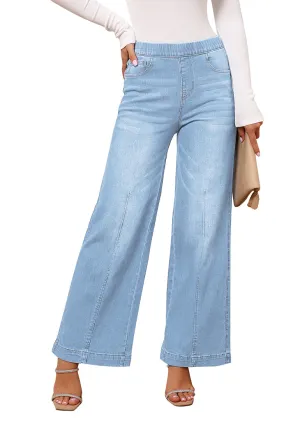 Lakeside Blue Women's Stretchy Pull On Jeans High Waisted Denim Pants