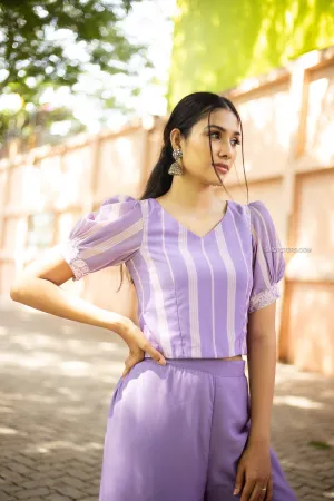 Lilac Crop Top with Flowy Pants