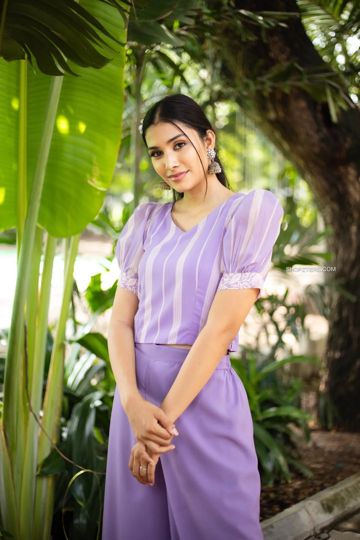 Lilac Crop Top with Flowy Pants