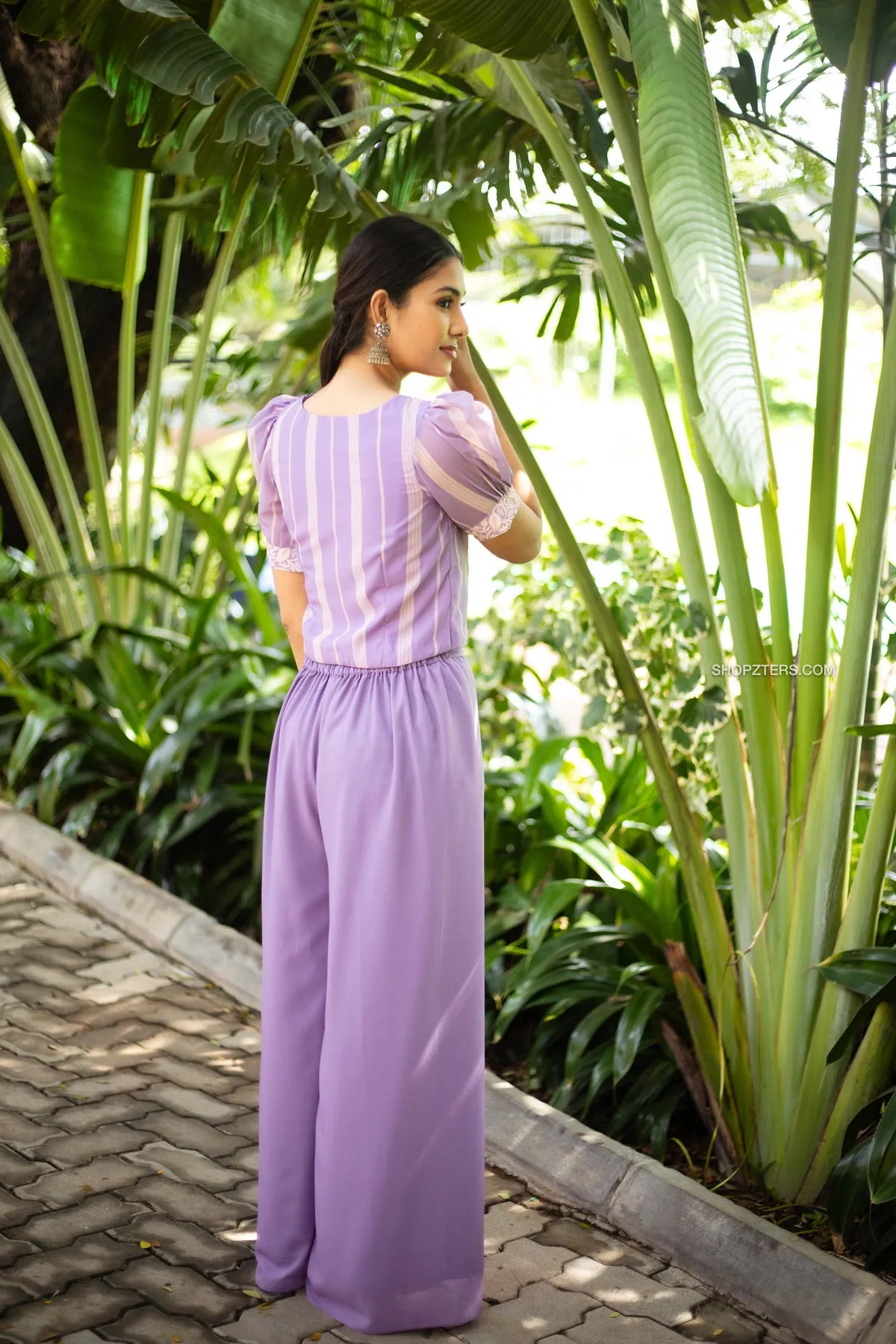 Lilac Crop Top with Flowy Pants