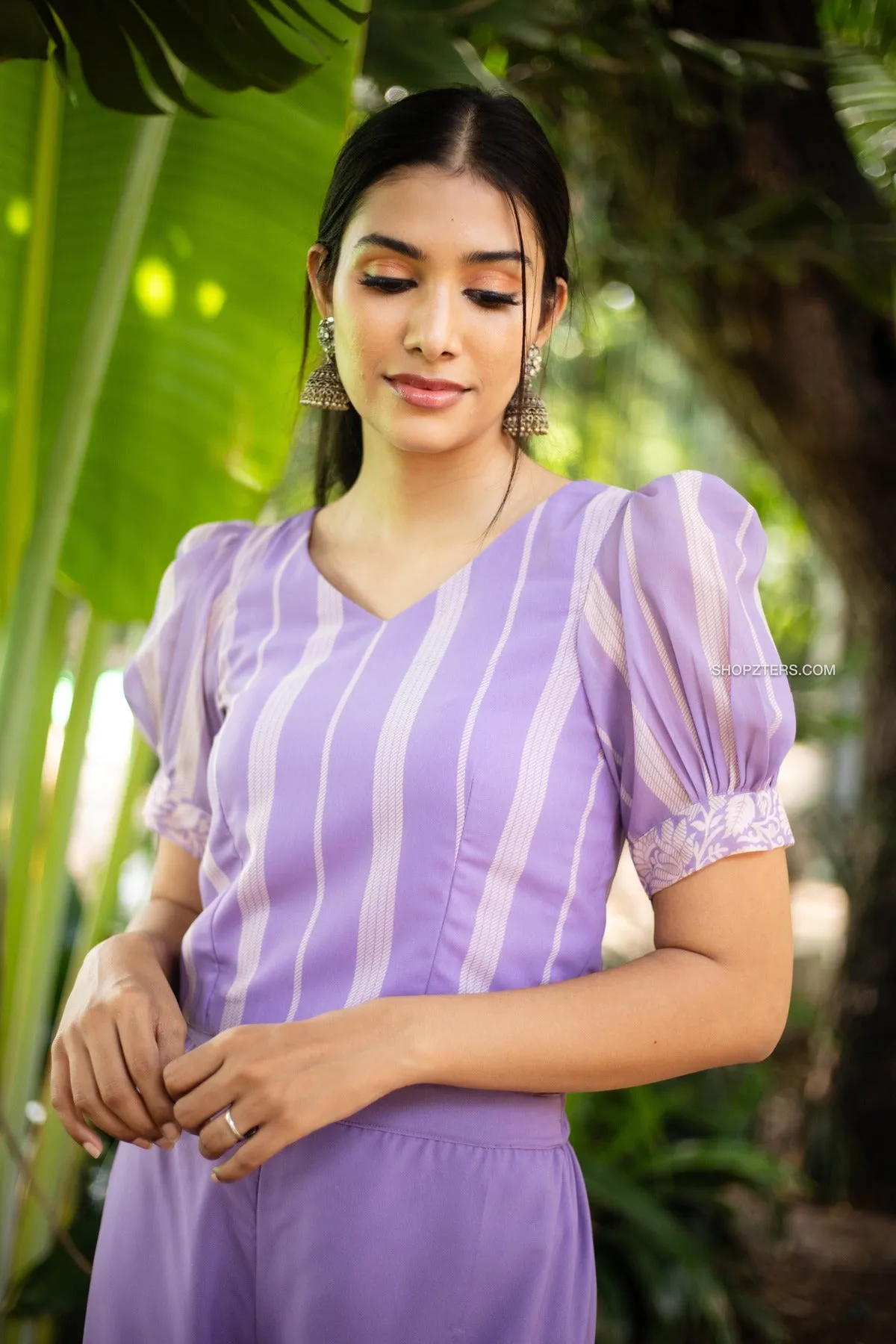 Lilac Crop Top with Flowy Pants