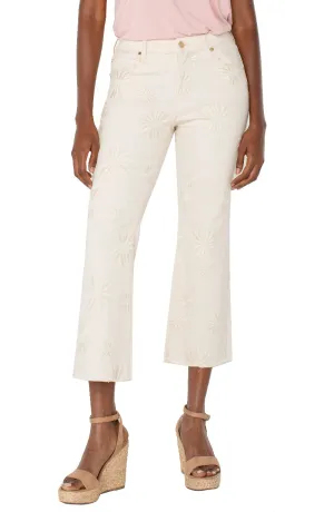 Liverpool Embroidered Hannah Crop Flare w/ Fray Hem