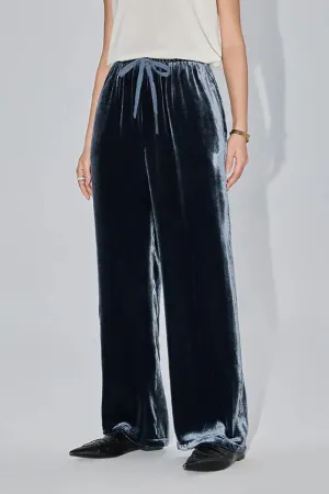 Loose Fit Wide Leg Silk Lined Velvet Pants