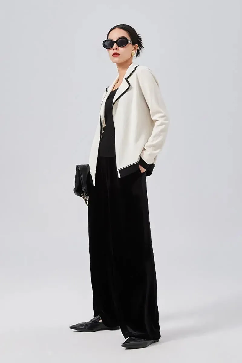 Loose Fit Wide Leg Silk Lined Velvet Pants