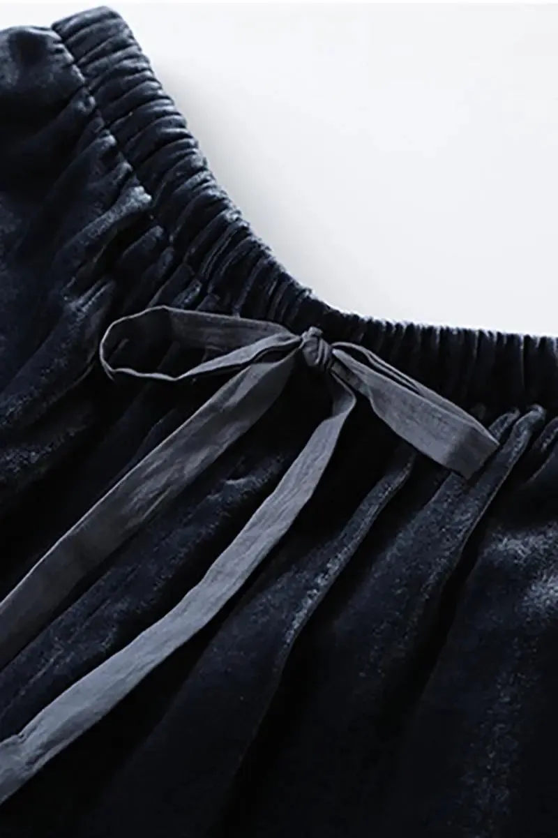 Loose Fit Wide Leg Silk Lined Velvet Pants