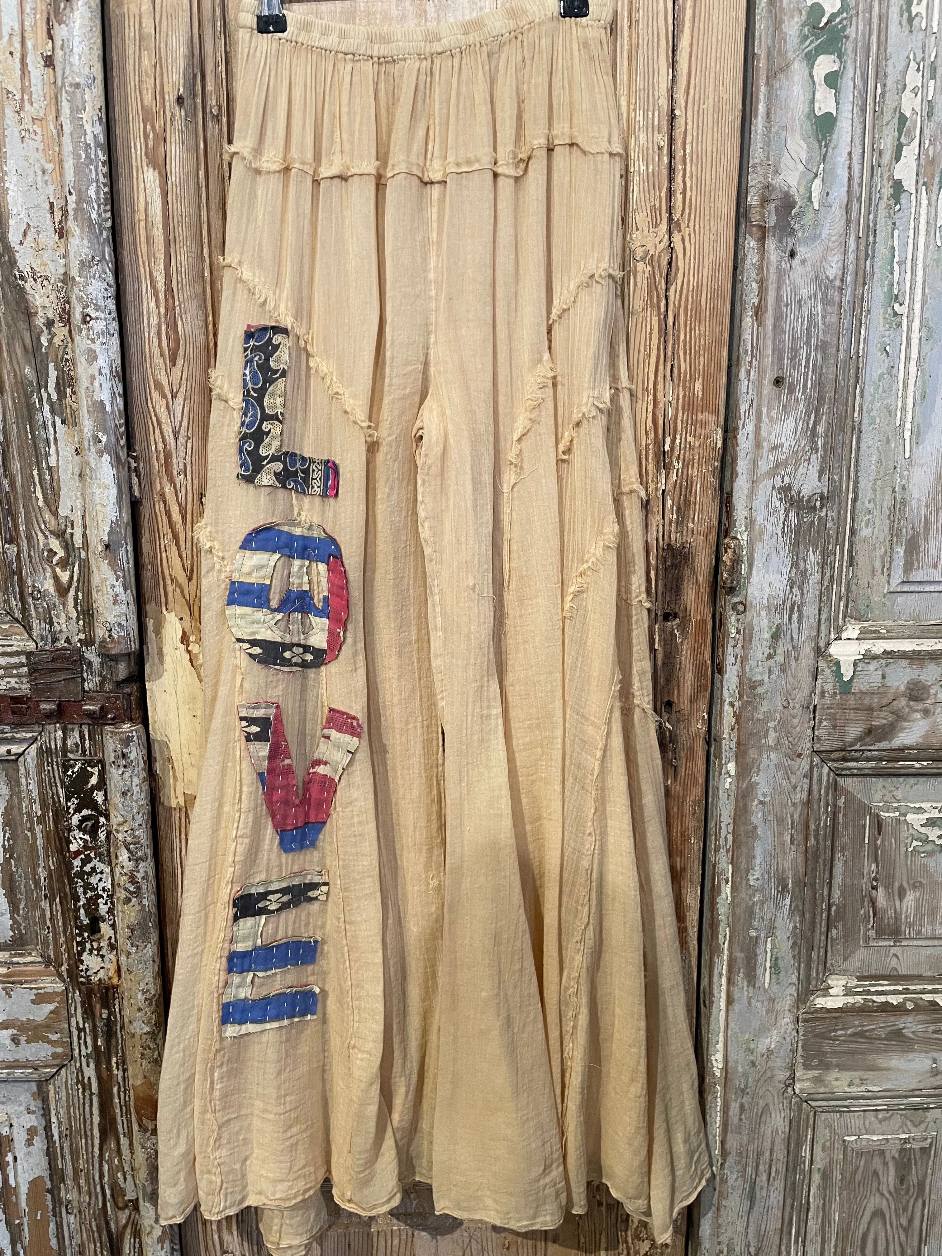Love Patch Cotton Flares