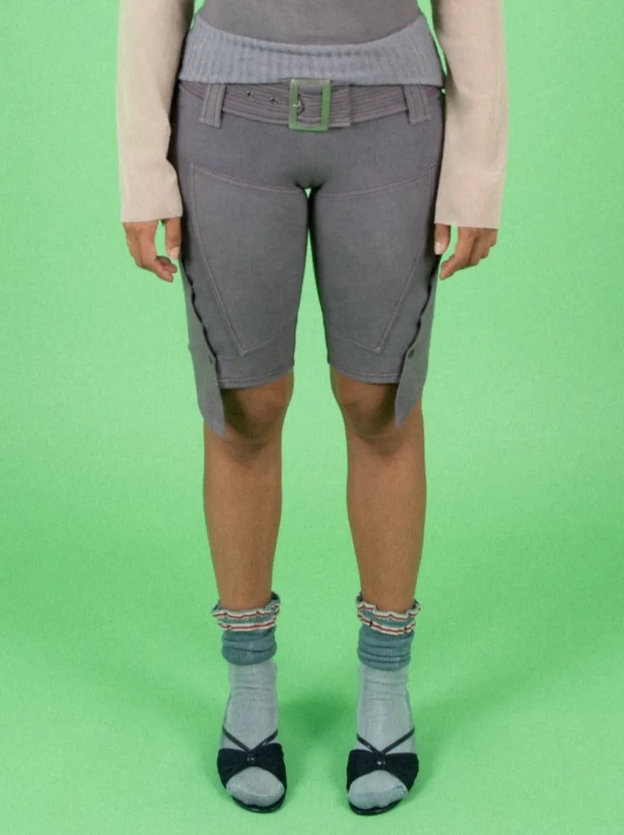 M14 FLARED BIKER SHORT GREY