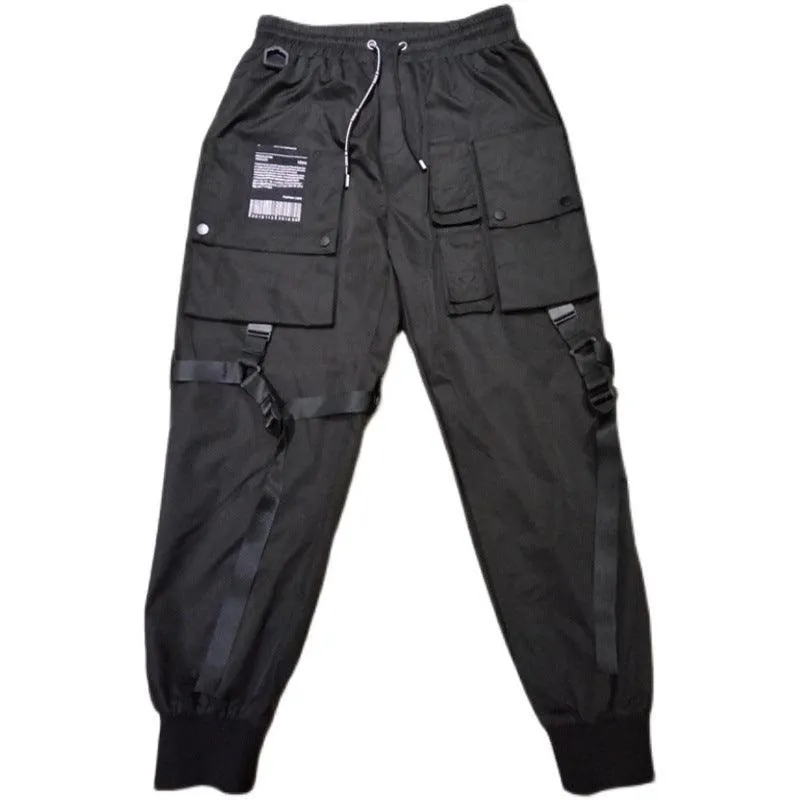 Men’s Fashion Loose Casual Overalls - Mid-Waist, Black