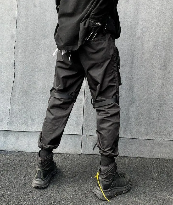 Men’s Fashion Loose Casual Overalls - Mid-Waist, Black