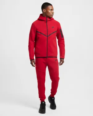 MENS NIKE TECH FLEECE FULL-ZIP WINDRUNNER WARMUP (GYM RED/BLACK)