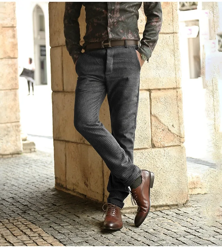 Men's Winter Corduroy Stripes  Business Pants