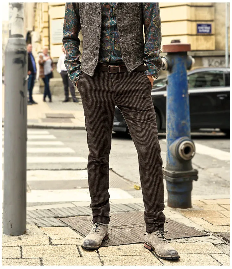 Men's Winter Corduroy Stripes  Business Pants