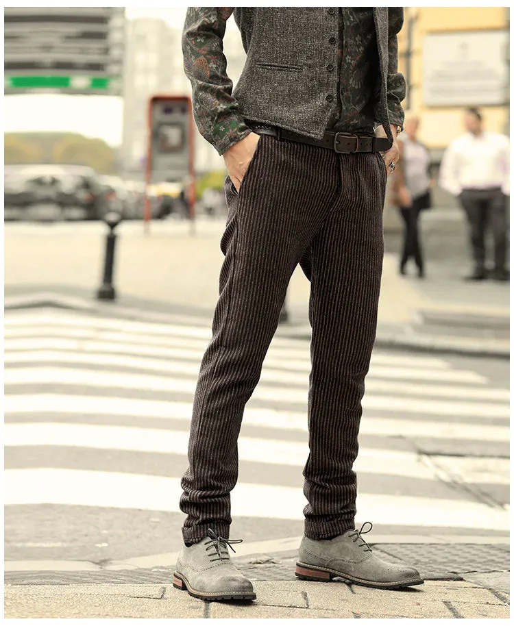 Men's Winter Corduroy Stripes  Business Pants