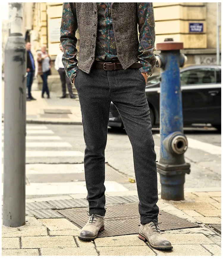 Men's Winter Corduroy Stripes  Business Pants